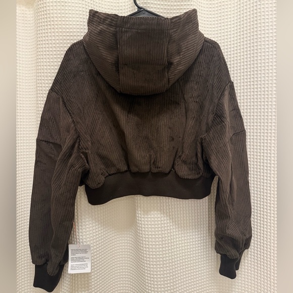 Brown Corduroy Cropped Hoodie NWT - Picture 3 of 5